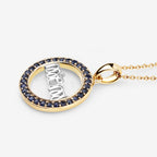 Blue Sapphire Mom Pendant 0.62 Carats Gold Plated Silver
