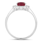 Ruby Ring With Diamonds 1.28 Carats 14K White Gold