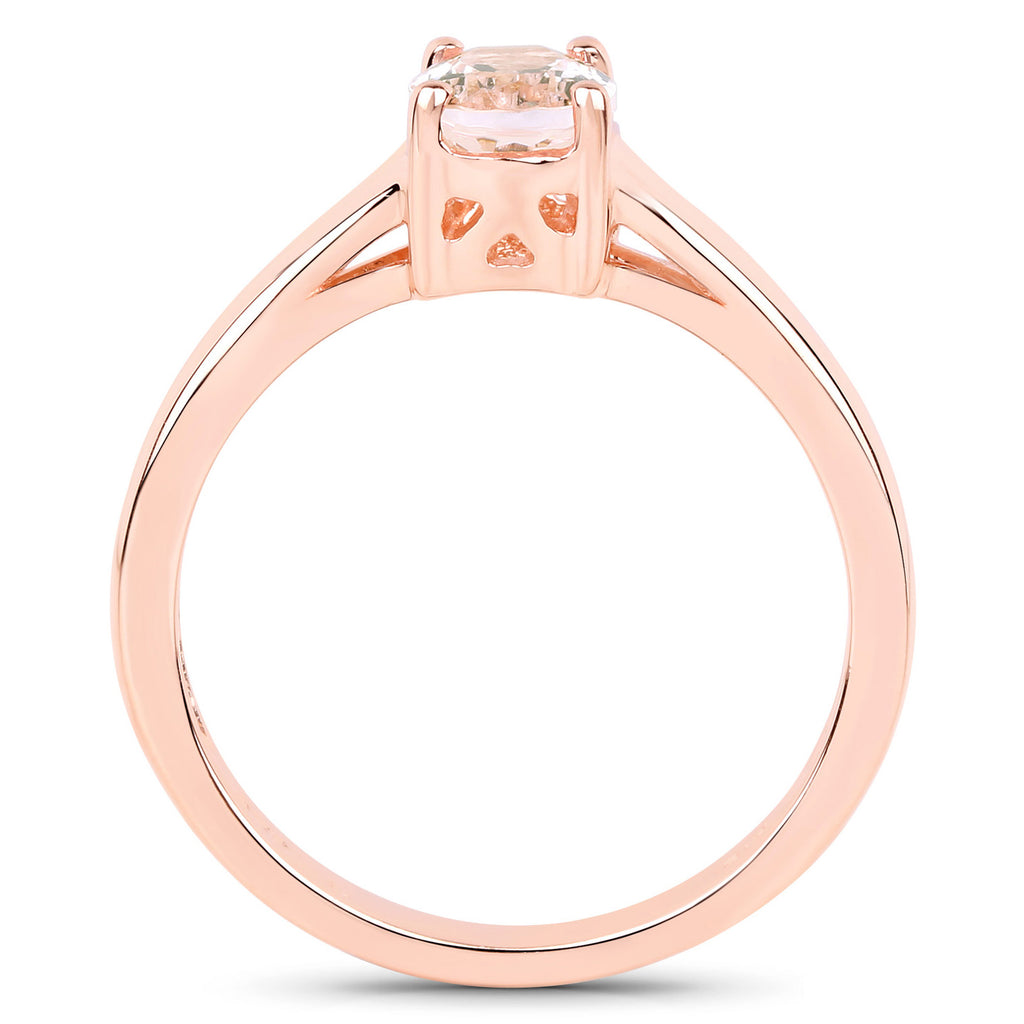 Morganite Ring 0.68 Carats Gold Plated Silver
