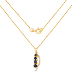 Blue Sapphire Pendant With Diamonds 0.34 Carats 14K Yellow Gold