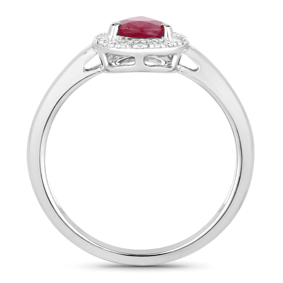 Ruby Ring With Diamonds 0.98 Carats 14K White Gold