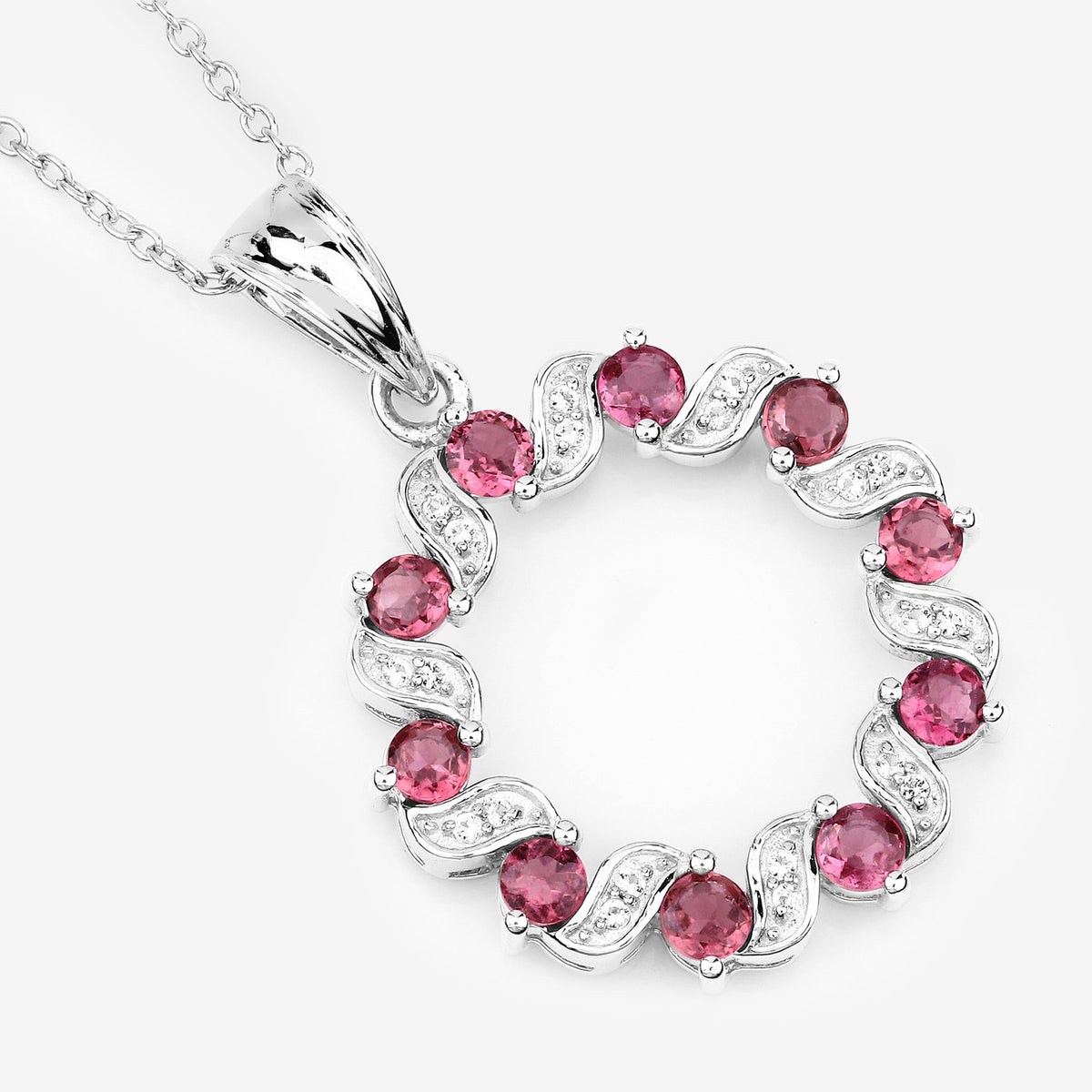 Pink Tourmaline Pendant With White Topaz 1.26 Carats Sterling Silver