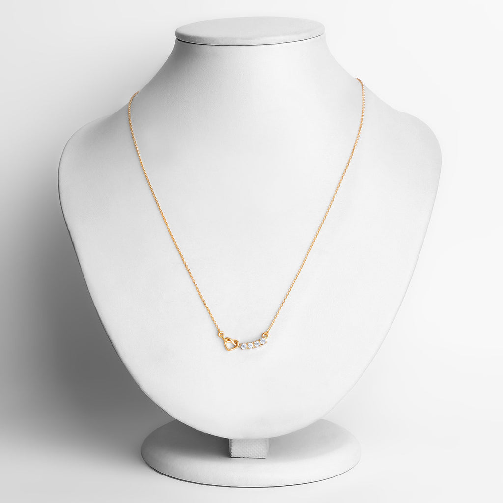 Blue Topaz Heart Necklace 0.28 Carats Gold Plated Silver