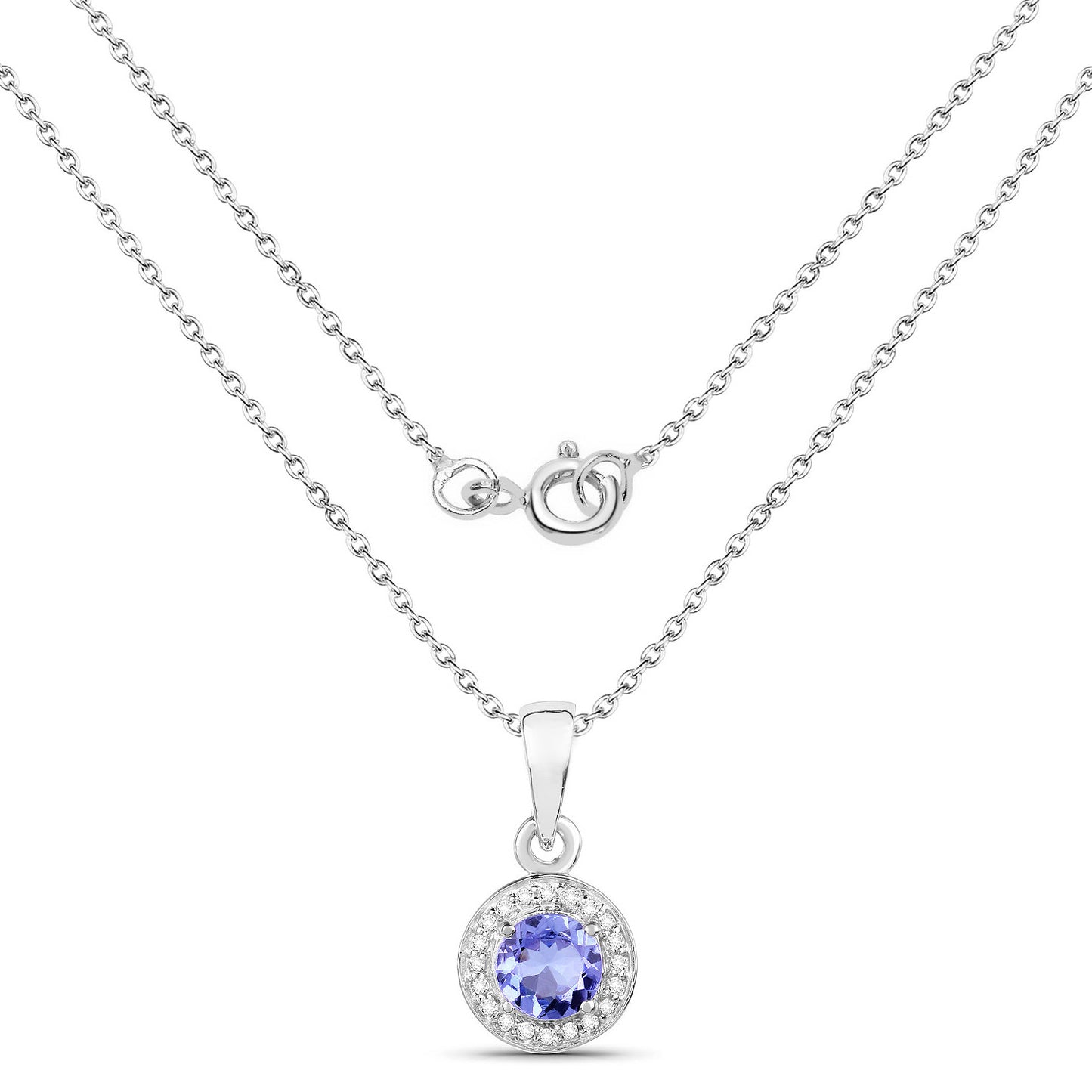 Tanzanite Pendant With White Topaz 1.02 Carats Sterling Silver
