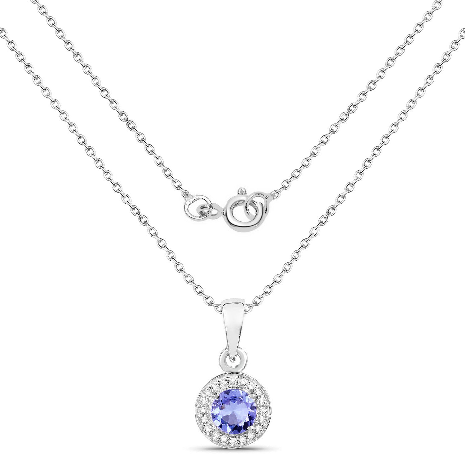 Tanzanite Pendant With White Topaz 1.02 Carats Sterling Silver