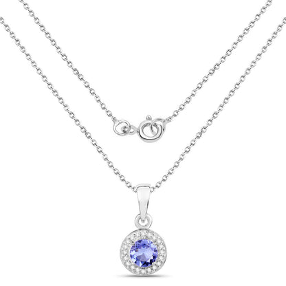 Tanzanite Pendant With White Topaz 1.02 Carats Sterling Silver