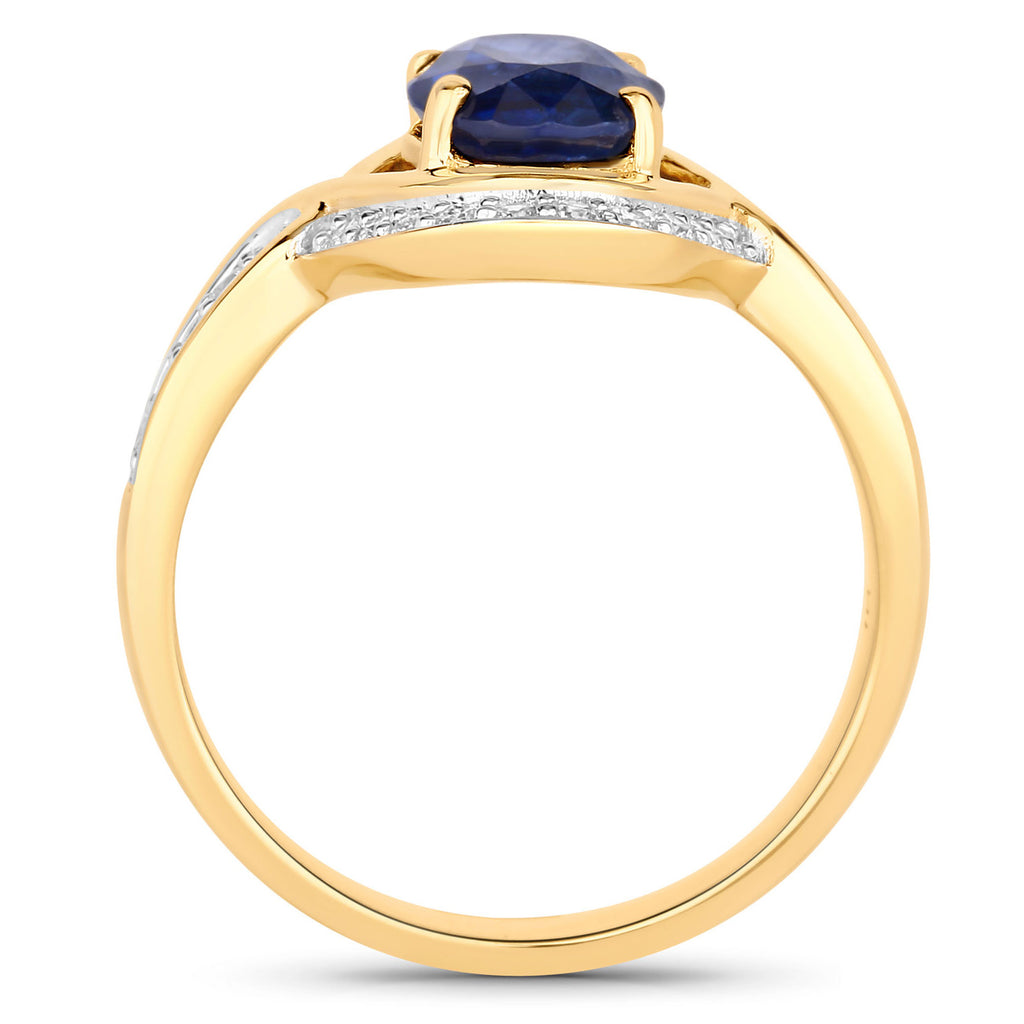 Blue Sapphire Ring With Diamonds 2.33 Carats 18K Yellow Gold