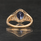 Natural Tanzanite Ring With White Zircon 1.85 Carats 9K Yellow Gold