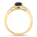 Blue Sapphire Ring With Diamonds 2.1 Carats 18K Yellow Gold