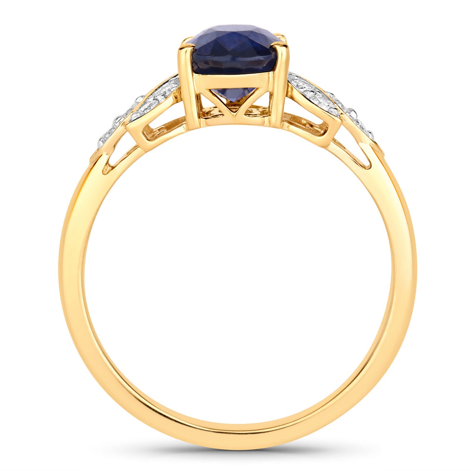 Blue Sapphire Ring With Diamonds 2.1 Carats 18K Yellow Gold