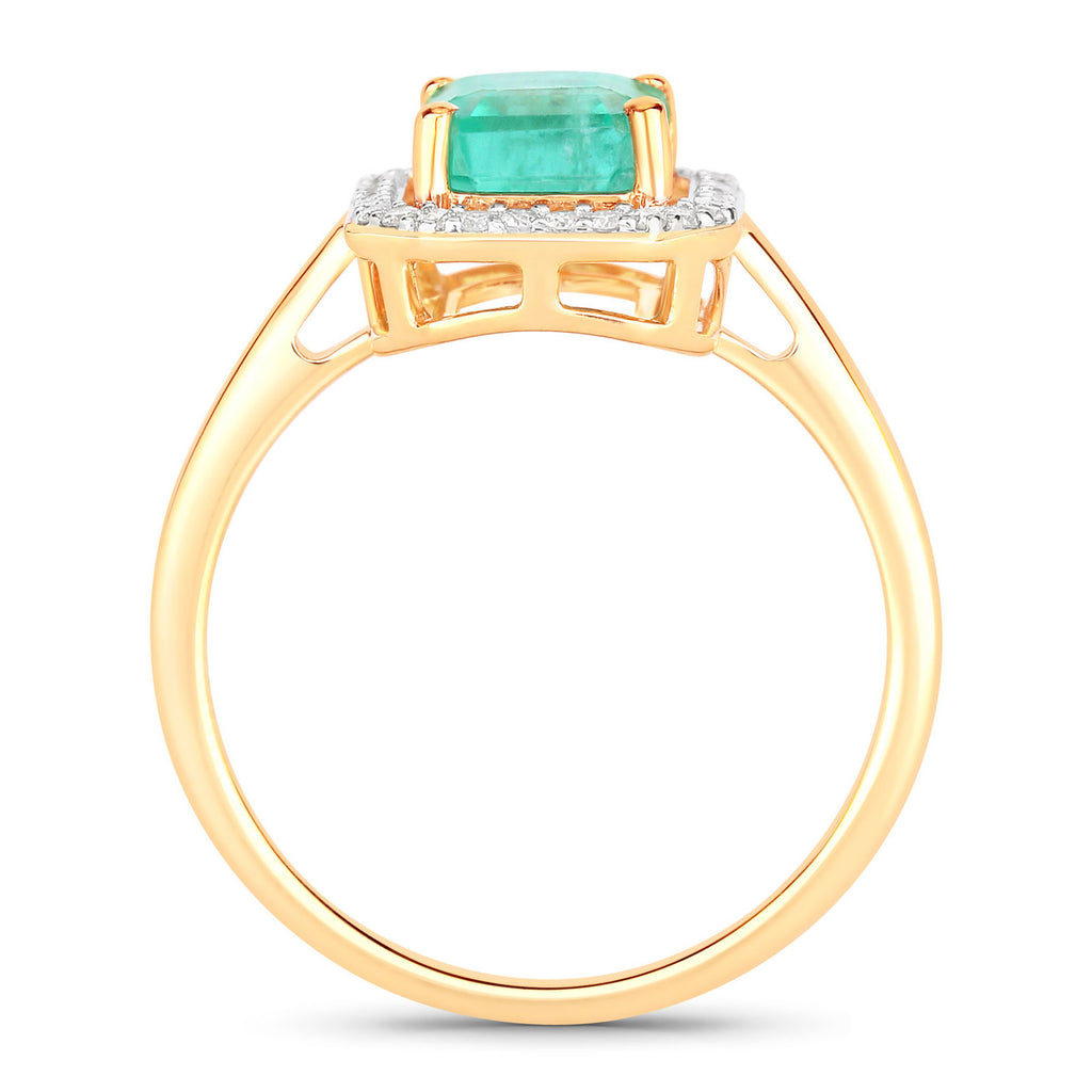 Ethiopian Emerald Ring With Diamonds 1.6 Carats 14K Yellow Gold