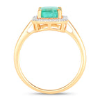 Ethiopian Emerald Ring With Diamonds 1.6 Carats 14K Yellow Gold