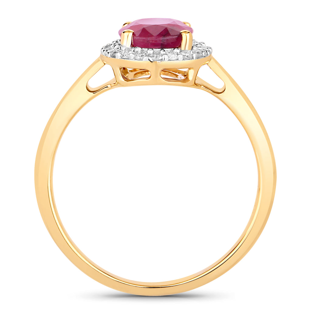 Ruby Ring With Diamonds 1.56 Carats 10K Yellow Gold