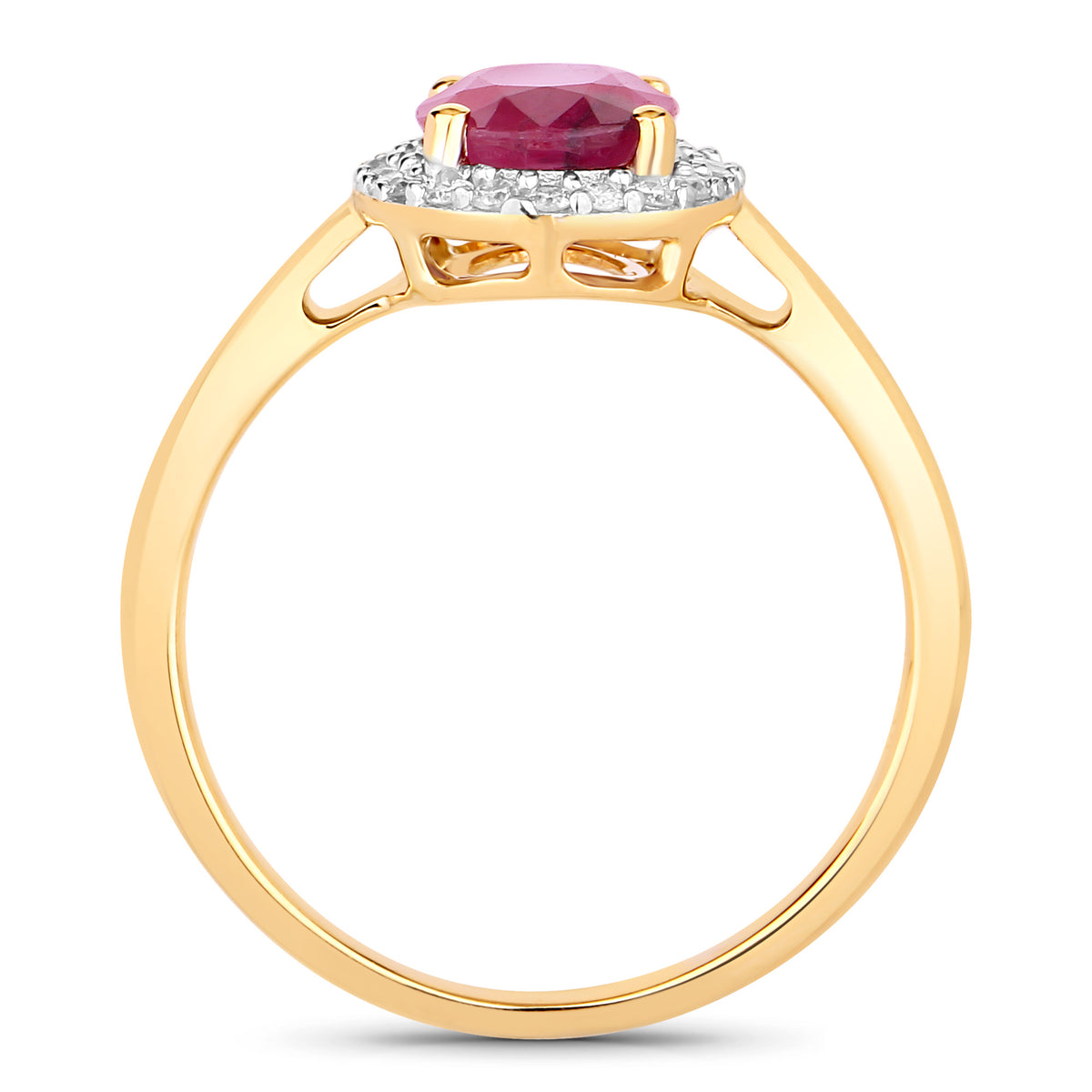 Ruby Ring With Diamonds 1.56 Carats 10K Yellow Gold