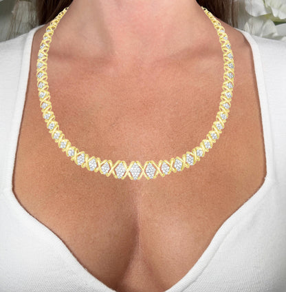 Riviera Necklace With Diamonds 4.15 Carats 10K Yellow Gold