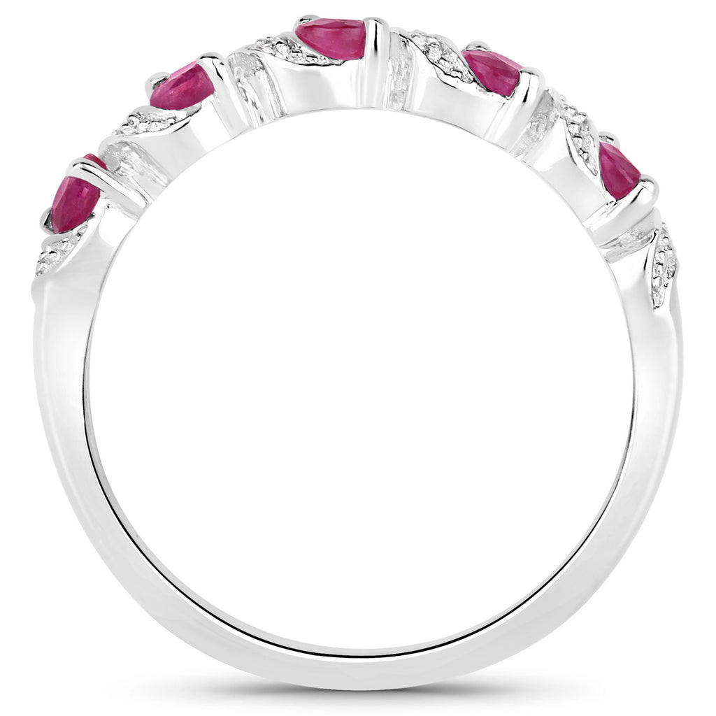 Ruby Ring With White Topaz 0.66 Carats Sterling Silver
