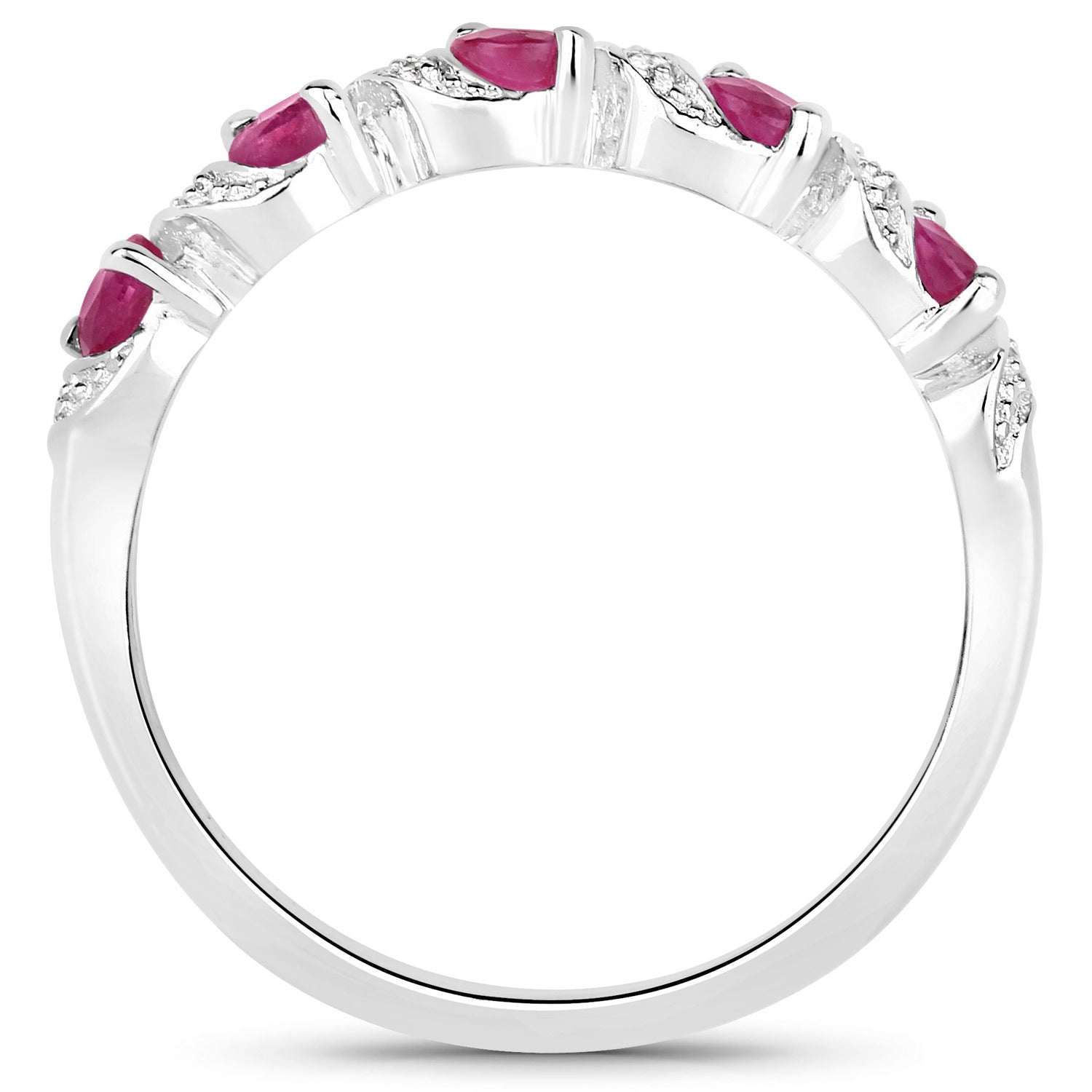 Ruby Ring With White Topaz 0.66 Carats Sterling Silver