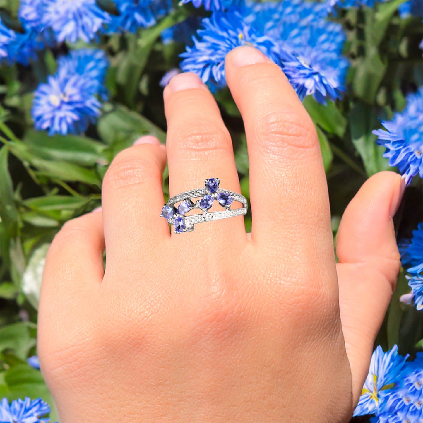 Natural Tanzanite Ring 1.02 Carats Sterling Silver