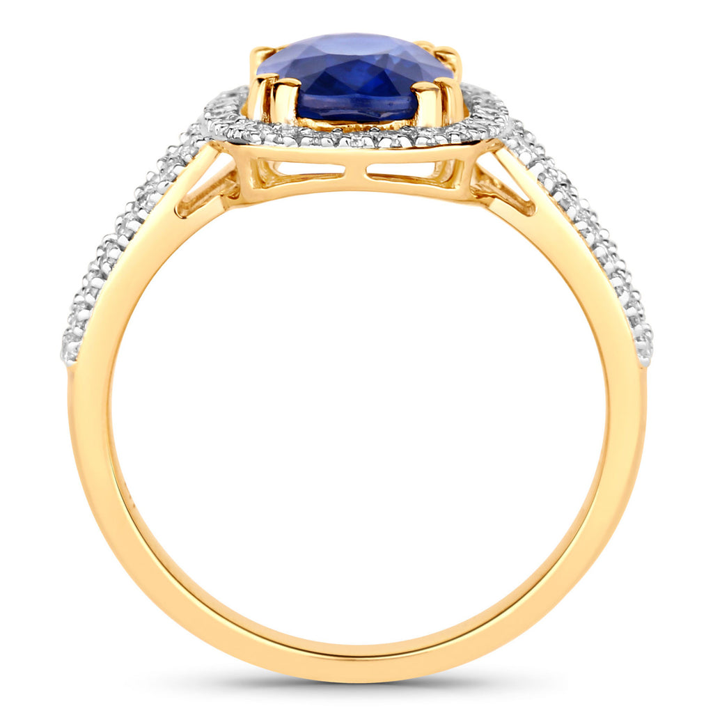 Blue Sapphire Ring With Diamonds 2.78 Carats 18K Yellow Gold