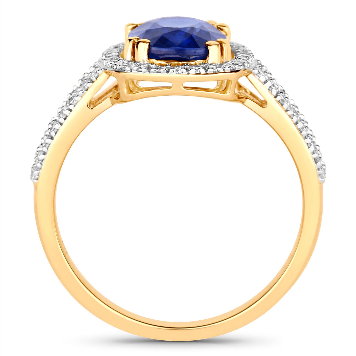 Blue Sapphire Ring With Diamonds 2.78 Carats 18K Yellow Gold