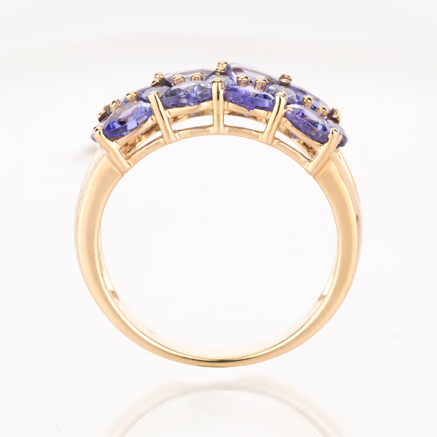Natural Tanzanite Cluster Ring 2.54 Carats 9K Yellow Gold