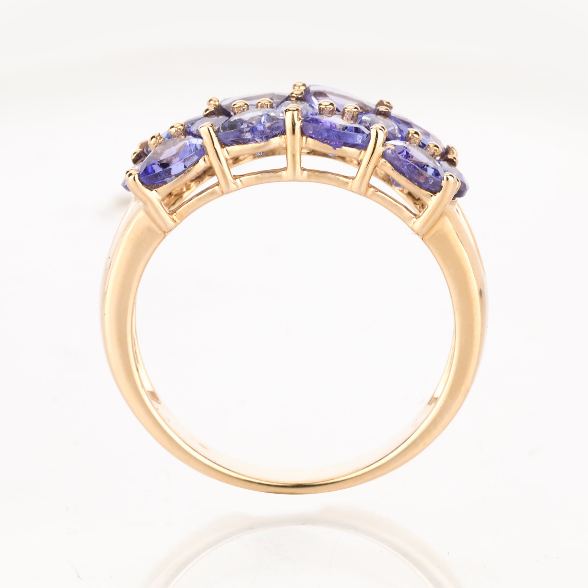 Natural Tanzanite Cluster Ring 2.54 Carats 9K Yellow Gold