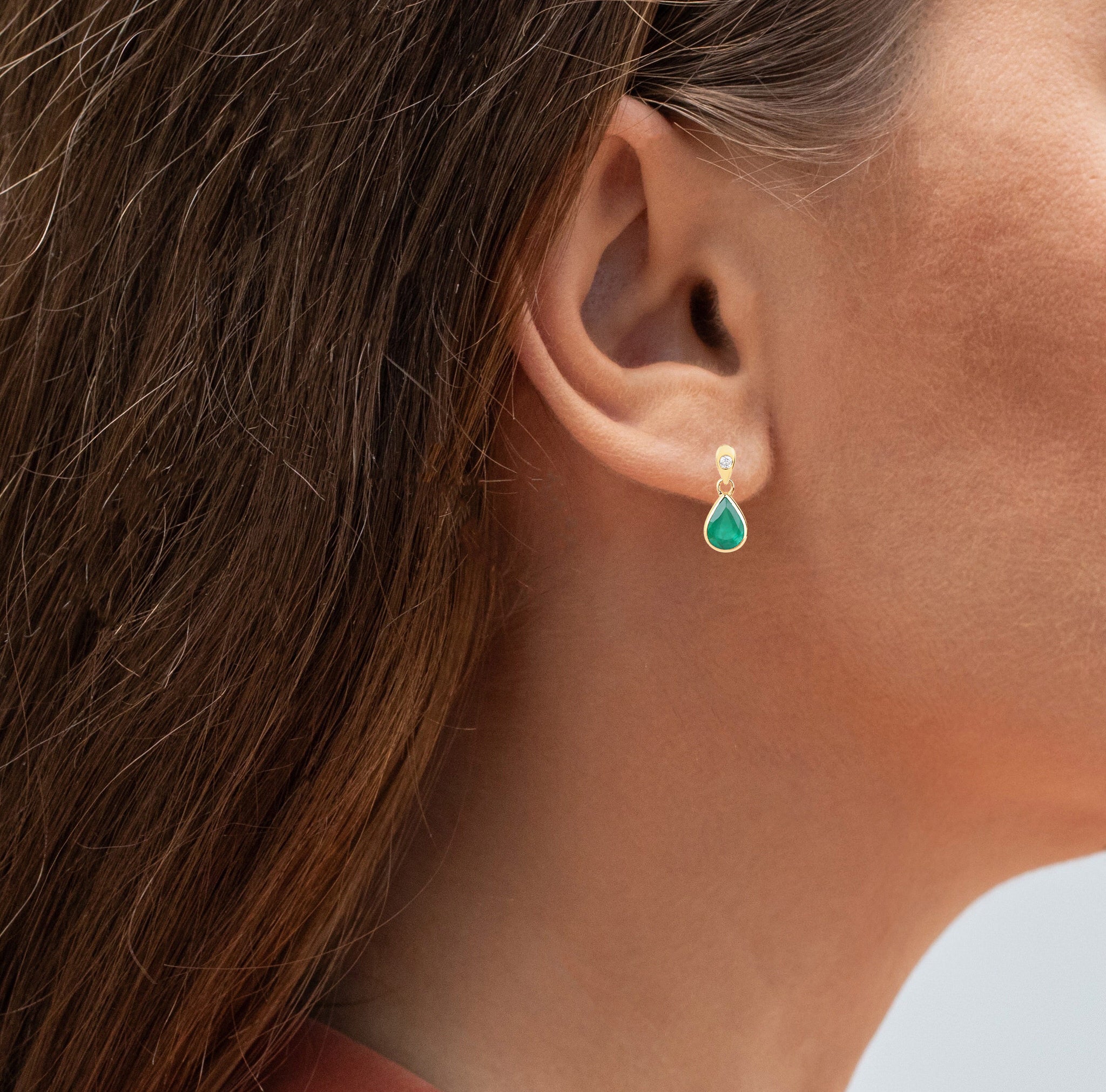 Zambian Emerald Earrings With Diamonds 1.32 Carats 10K Yellow Gold