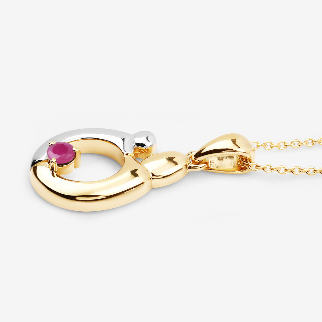 Ruby Mom Pendant 0.18 Carats Gold Plated Silver