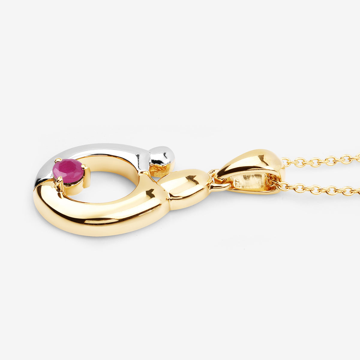 Ruby Mom Pendant 0.18 Carats Gold Plated Silver