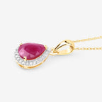 Ruby Pendant With Diamonds 1.52 Carats 10K Yellow Gold