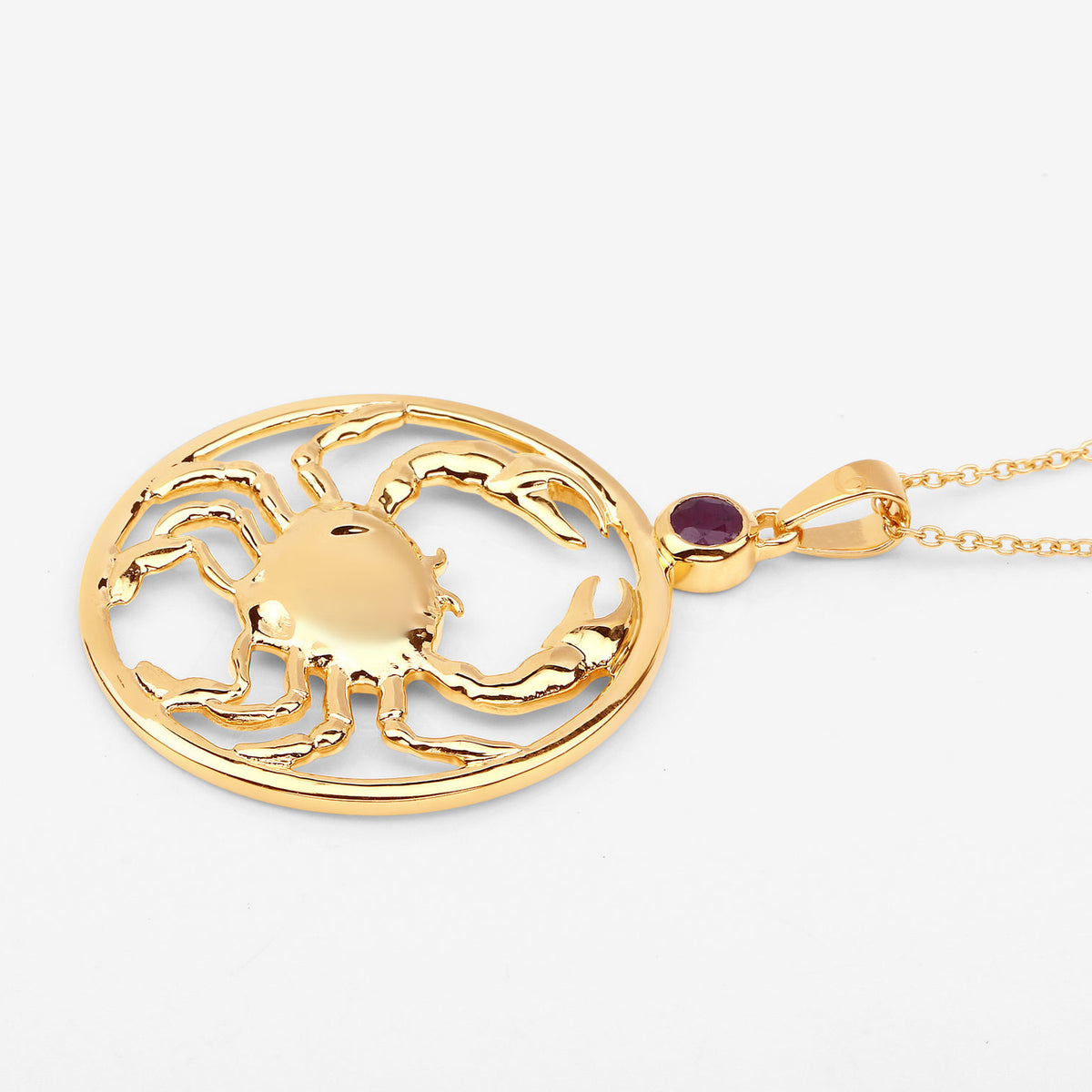 Ruby Cancer Pendant 0.32 Carats Gold Plated Silver