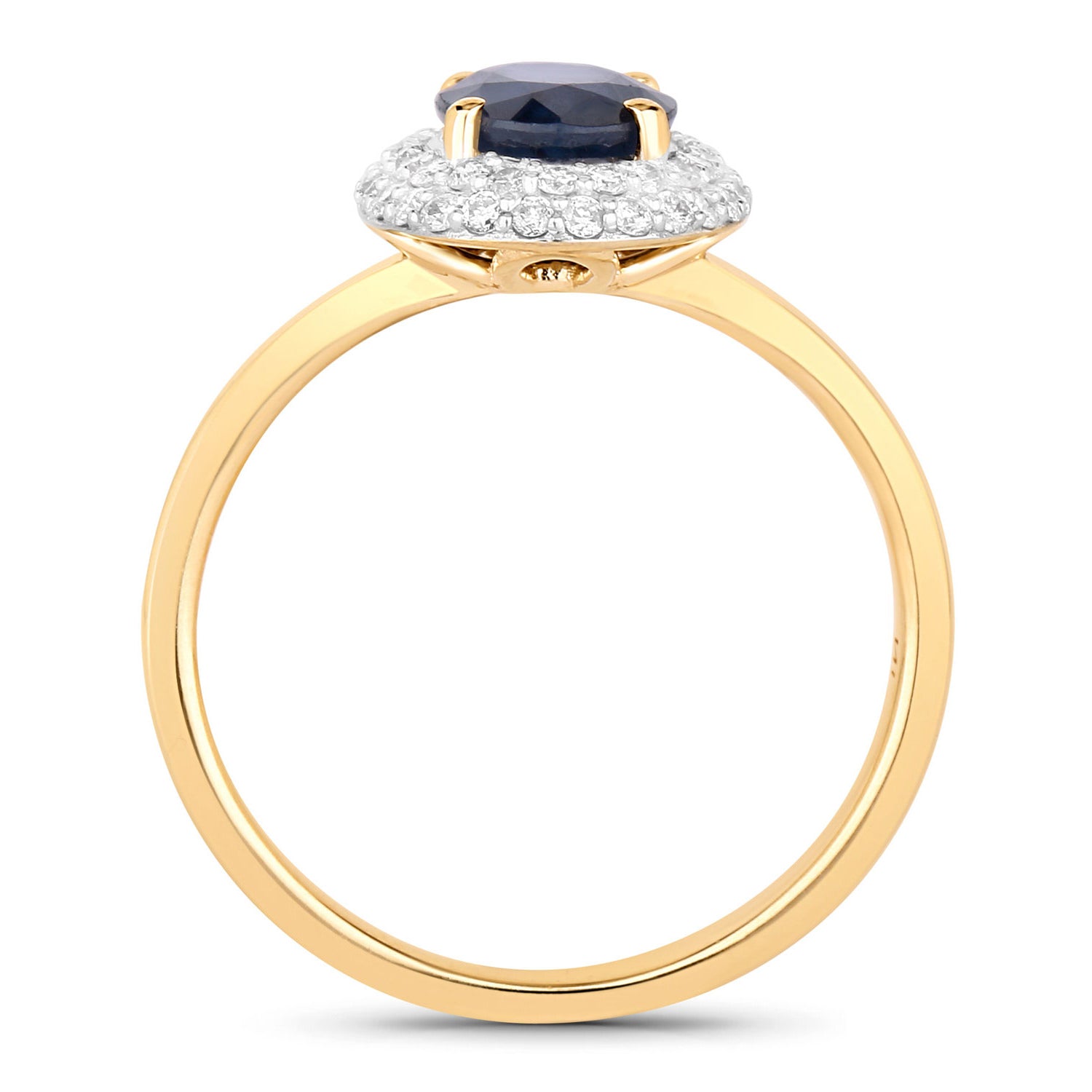 Blue Sapphire Ring With Diamonds 1.82 Carats 14K Yellow Gold