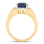 Blue Sapphire Ring With Diamonds 3.26 Carats 14K Yellow Gold