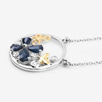 Blue Sapphire Pendant With White Topaz 1.32 Carats Sterling Silver
