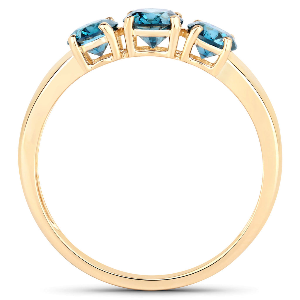 Blue Diamond Ring 1 Carats 14K Yellow Gold