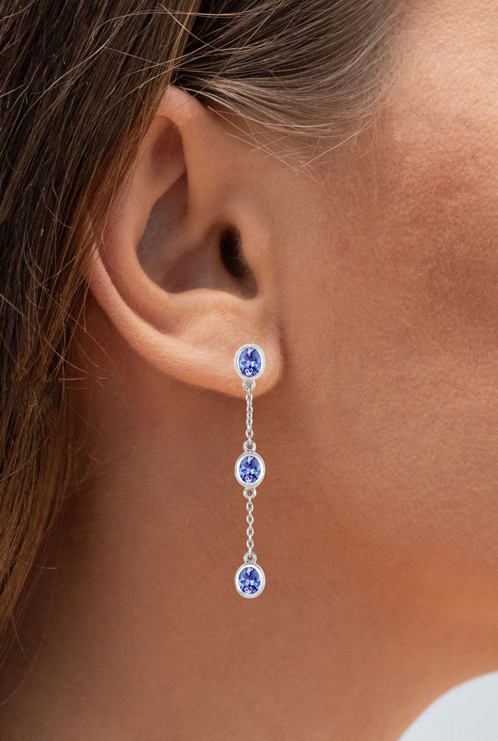 Natural Tanzanite Earrings 1.96 Carats Sterling Silver