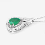 Zambian Emerald Pendant With Diamonds 1.14 Carats 10K White Gold