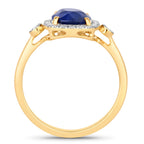 Blue Sapphire Ring With Diamonds 2.66 Carats 18K Yellow Gold
