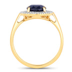Blue Sapphire Ring With Diamonds 2.7 Carats 18K Yellow Gold