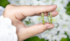 Natural Peridot Hoop Earrings 3.4 Carats Rhodium Plated Silver