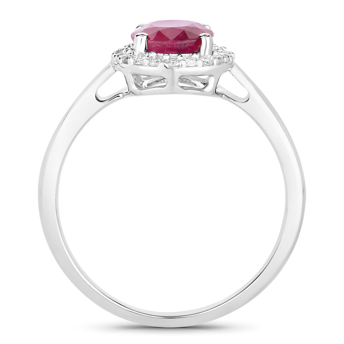 Ruby Ring With Diamonds 1.56 Carats 10K White Gold