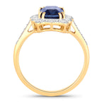 Blue Sapphire Ring With Diamonds 3.16 Carats 18K Yellow Gold