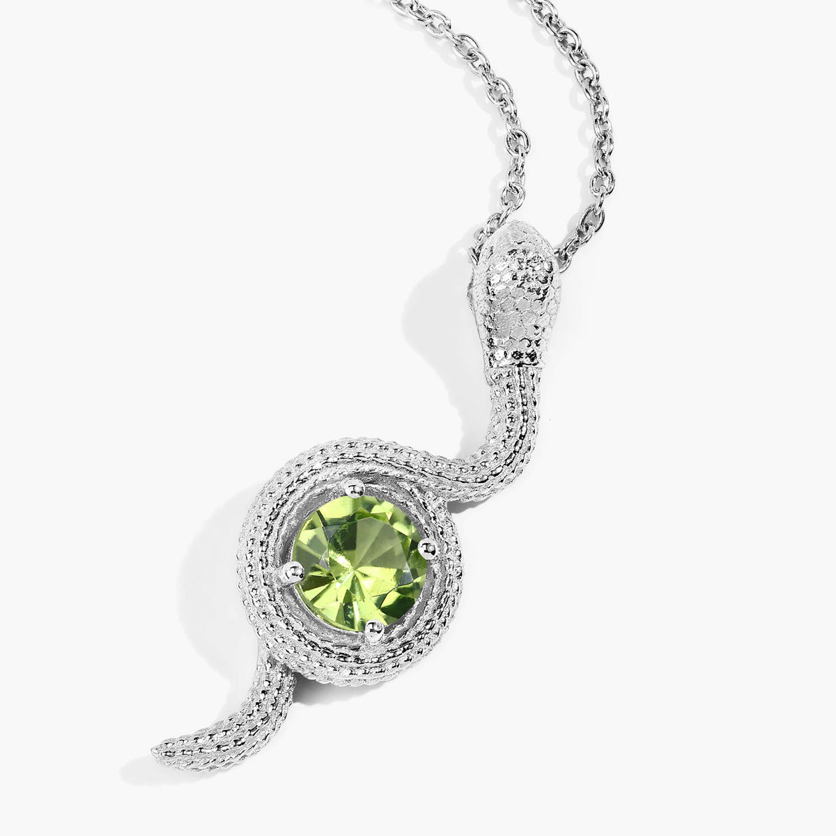 Peridot Snake Pendant 0.78 Carats Sterling Silver