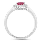 Ruby Ring With Diamonds 0.98 Carats 10K White Gold