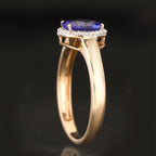 Natural Tanzanite Ring With White Zircon 1.28 Carats 9K Yellow Gold