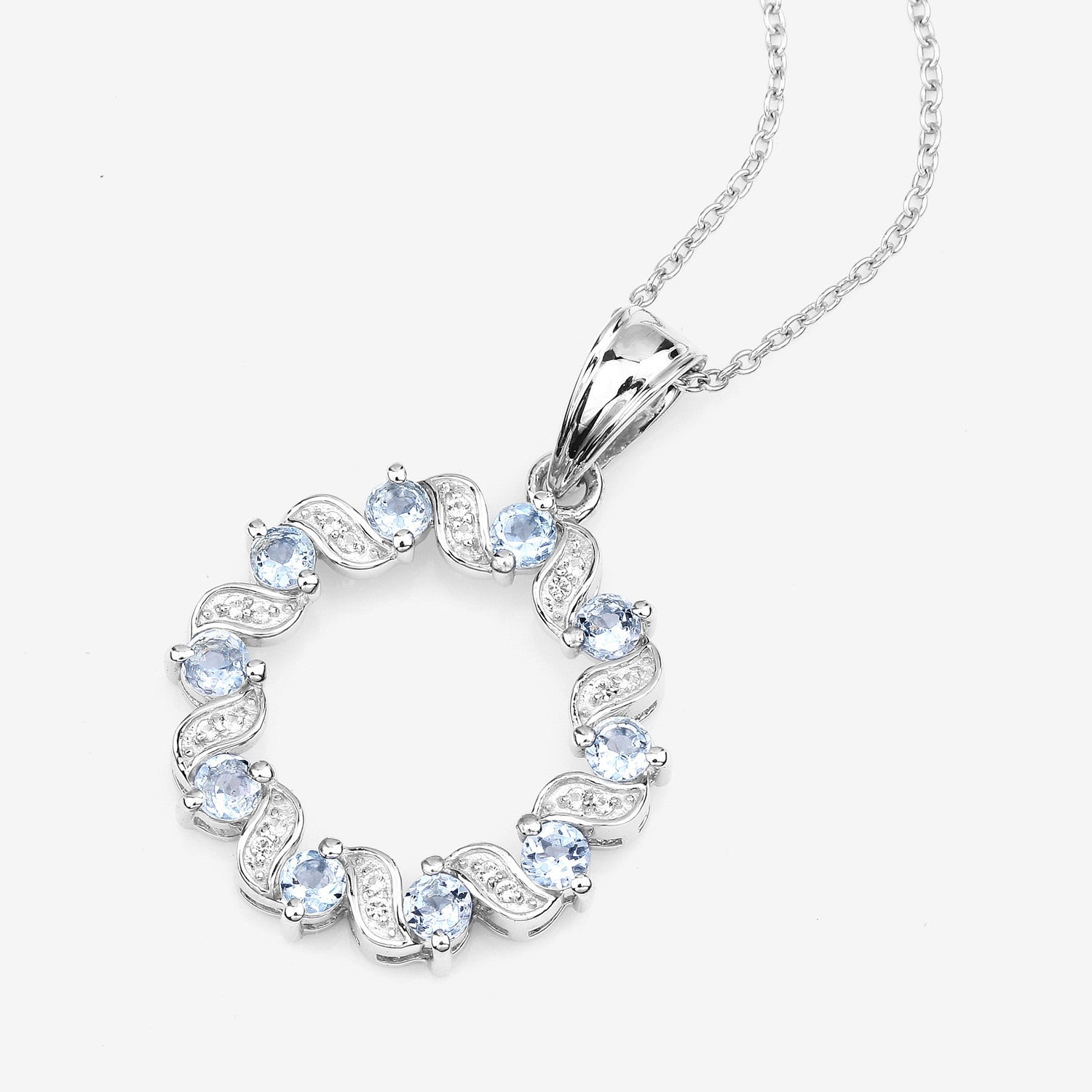 Aquamarine Pendant With White Topaz 1.06 Carats Sterling Silver