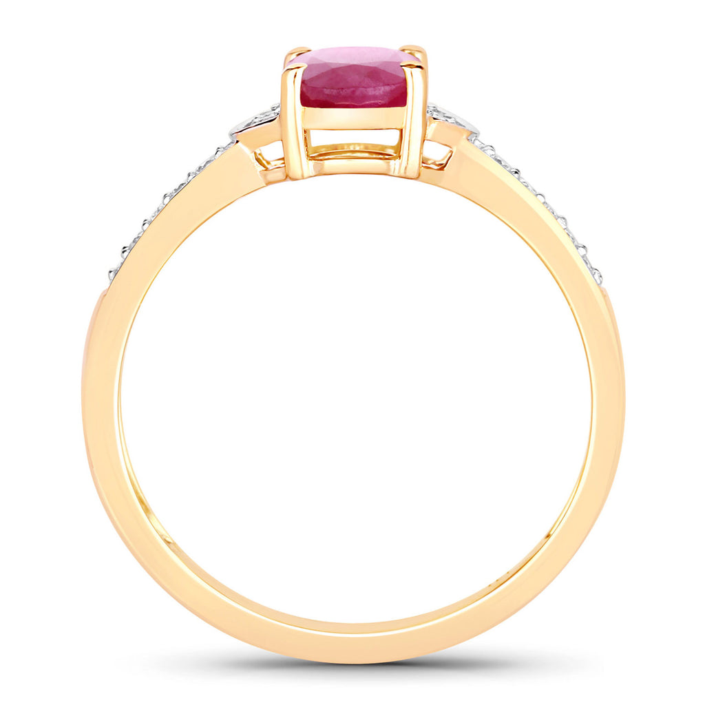 Ruby Ring With Diamonds 0.93 Carats 10K Yellow Gold