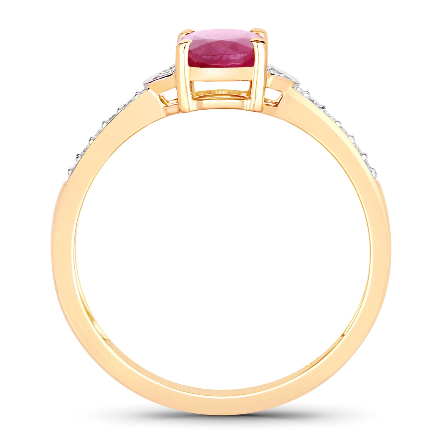 Ruby Ring With Diamonds 0.93 Carats 10K Yellow Gold