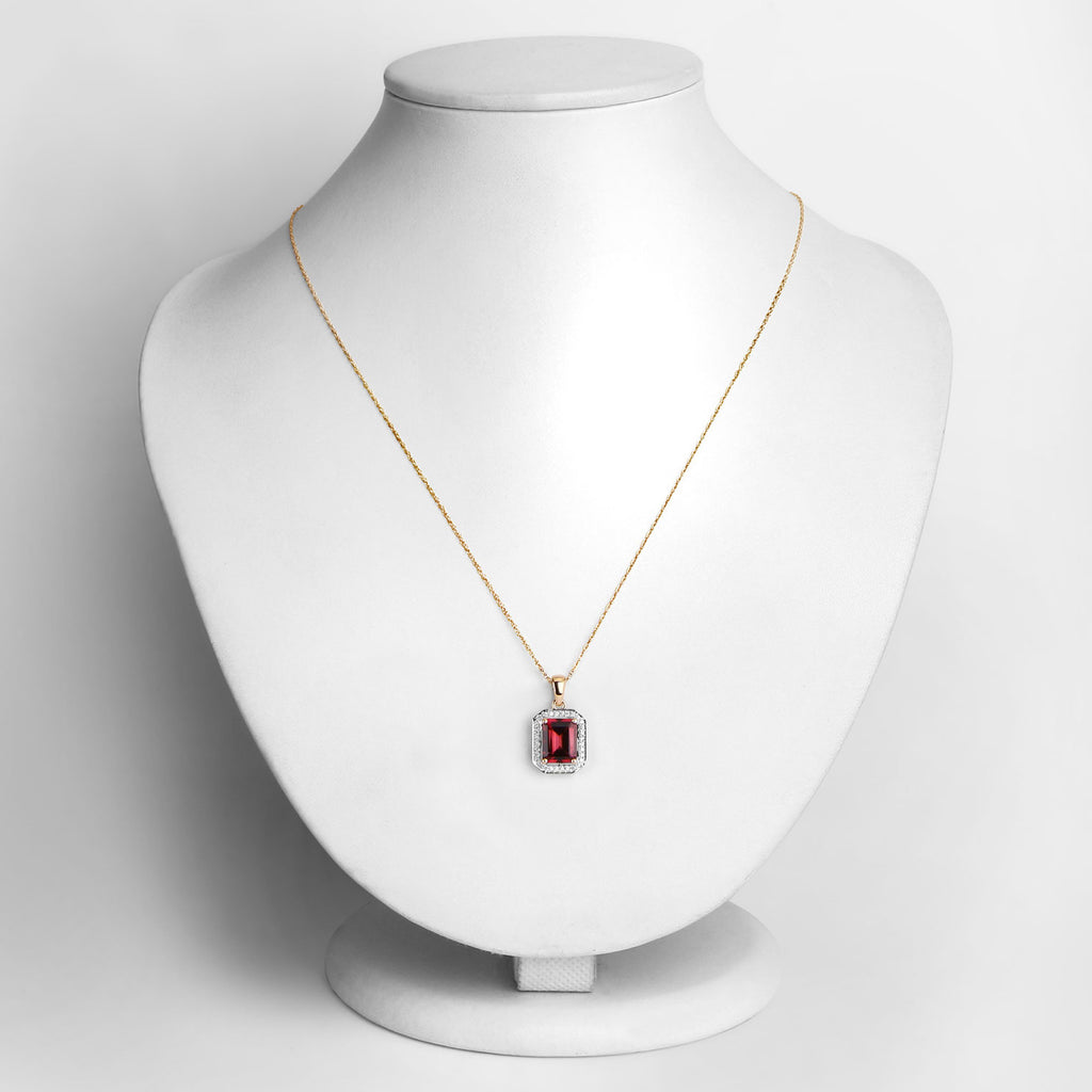 Rubellite Pendant With Diamonds 2.72 Carats 14K Yellow Gold