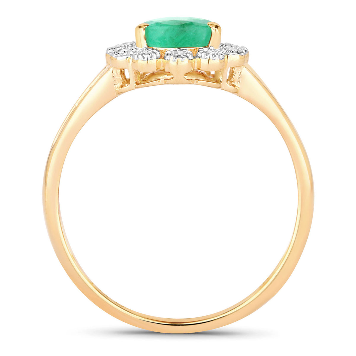 Zambian Emerald Ring With Diamonds 1.18 Carats 10K Yellow Gold